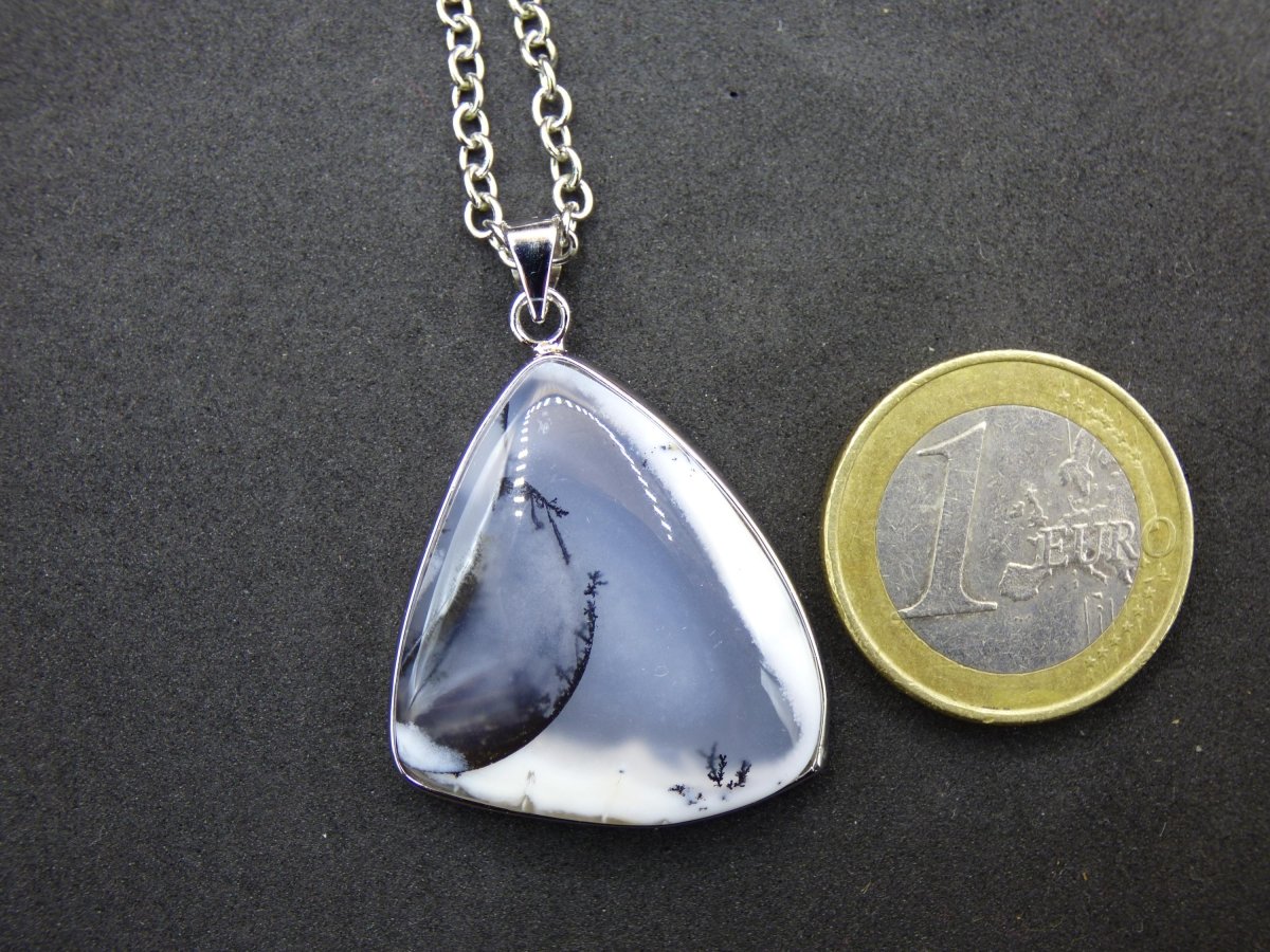 Dendrite Opal AAA - 925 Sterling Silber Edelstein Kette Natur weiß Schutz Rarität Heilstein Kristall Mann Frau Er Sie Geschenk Freund Bruder - Art of Nature Berlin