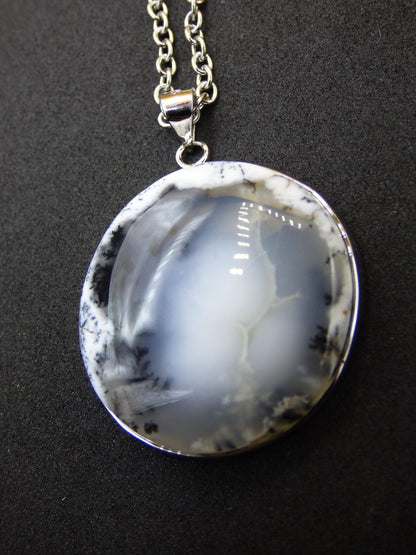 Dendrite Opal AAA - 925 Sterling Silber Edelstein Kette Natur weiß Schutz Rarität Heilstein Kristall Mann Frau Er Sie Geschenk Freund Bruder - Art of Nature Berlin