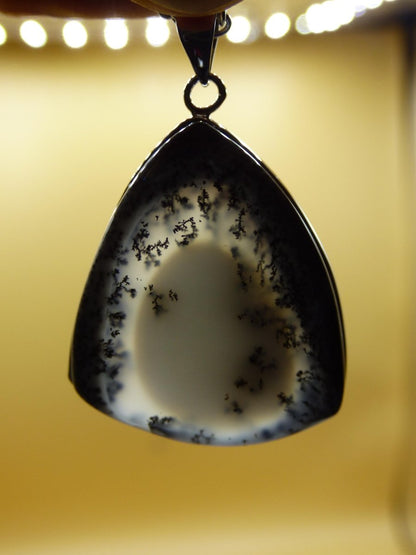 Dendrite Opal AAA - 925 Sterling Silber Edelstein Kette Natur weiß Schutz Rarität Heilstein Kristall Mann Frau Er Sie Geschenk Freund Bruder - Art of Nature Berlin