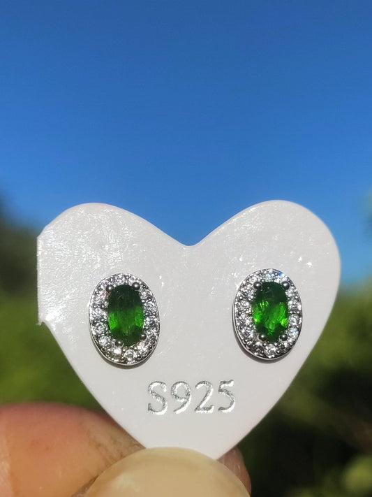 Diopsid grün Ohrstecker 925 Sterling Silber AAA Rarität Schmuck Frau Ohrringe Edelstein Heilstein Geschenk Schmuck Edel Selten Unikat - Art of Nature Berlin