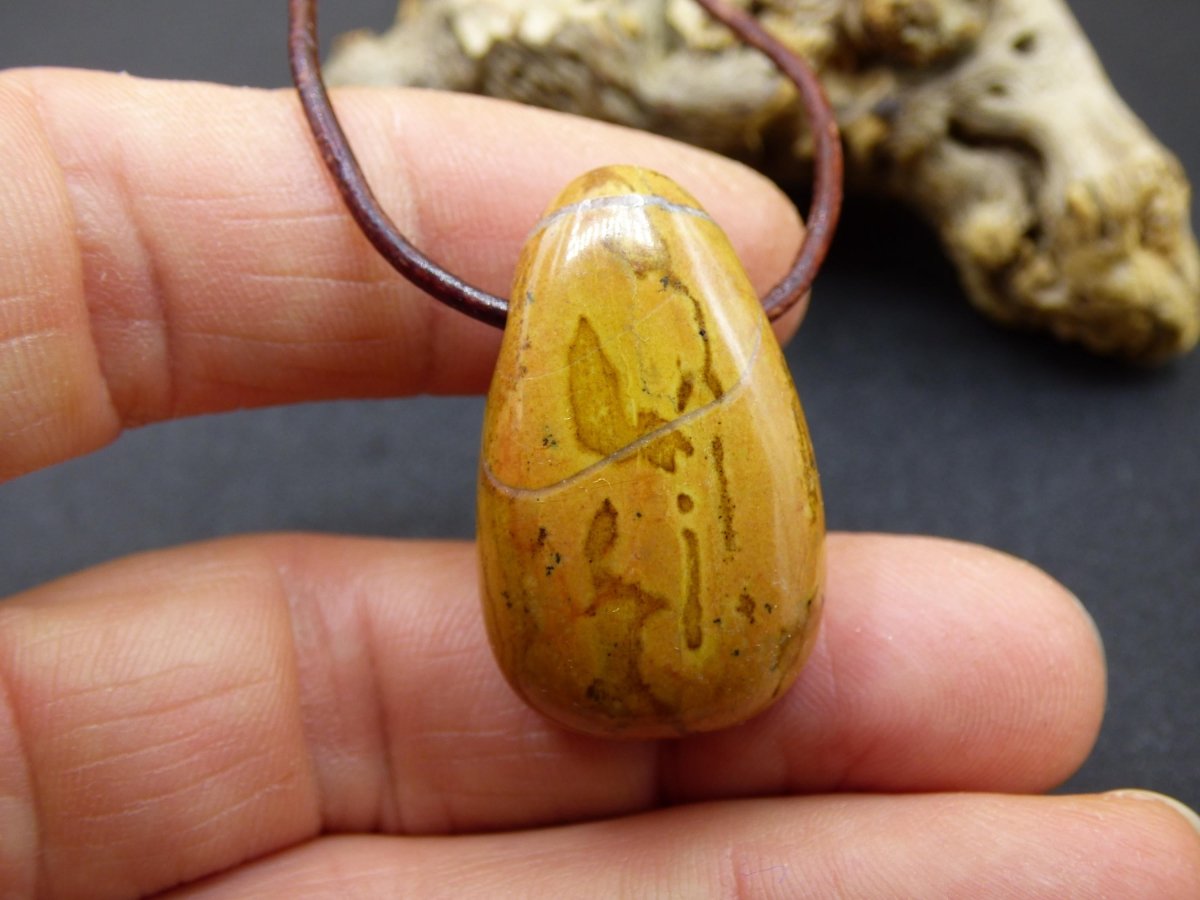 Dolomit ~ Edelstein Kette Indianer braun rot natur Heilstein Rarität Geschenk Er Sie Mann Frau Freund HIPPIE GOA Boho Ethno Schutz Tribal - Art of Nature Berlin