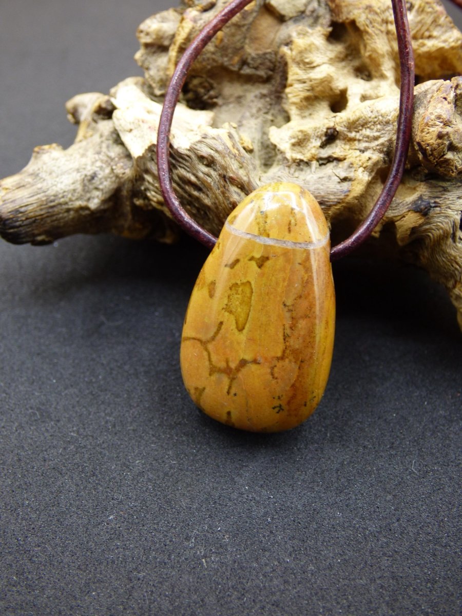 Dolomit ~ Edelstein Kette Indianer braun rot natur Heilstein Rarität Geschenk Er Sie Mann Frau Freund HIPPIE GOA Boho Ethno Schutz Tribal - Art of Nature Berlin