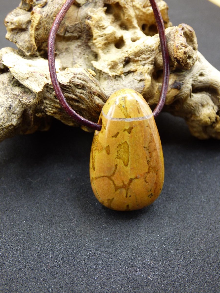 Dolomit ~ Edelstein Kette Indianer braun rot natur Heilstein Rarität Geschenk Er Sie Mann Frau Freund HIPPIE GOA Boho Ethno Schutz Tribal - Art of Nature Berlin