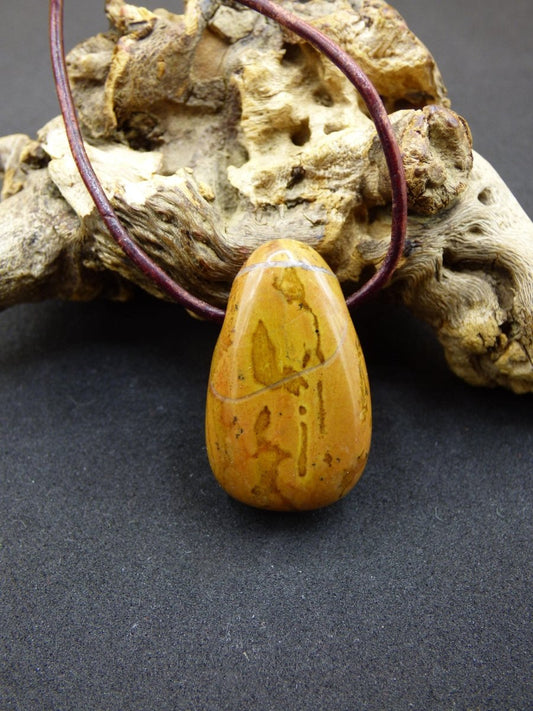 Dolomit ~ Edelstein Kette Indianer braun rot natur Heilstein Rarität Geschenk Er Sie Mann Frau Freund HIPPIE GOA Boho Ethno Schutz Tribal - Art of Nature Berlin