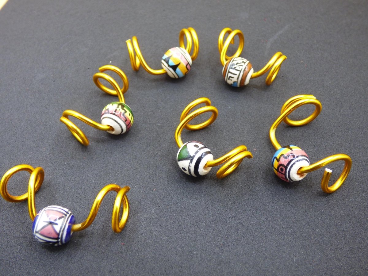 Dreadlocks Spiralen Draht + Keramik Perlen ~Breads & Dreads ~HIPPIE ~GOA ~Boho ~Ethno ~Nature ~Indian ~Vintage~Haar - Art of Nature Berlin