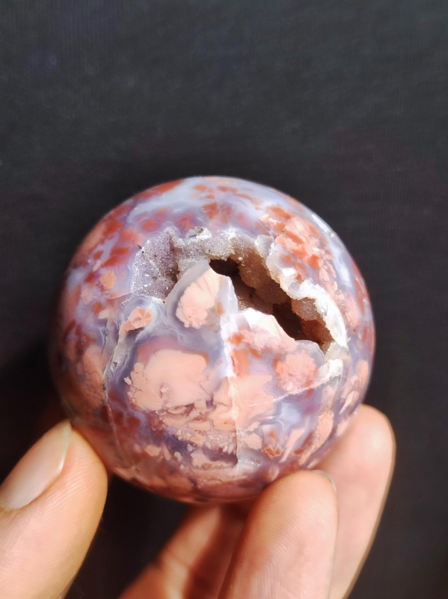 Druzy Geode Kirschblüten Achat - Edelstein Kugel Deko Kristall Sphere Meditation Heilstein Natur Geschenk Er Sie Mann Frau Selten Rarität - Art of Nature Berlin