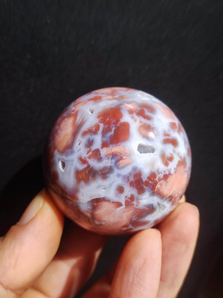 Druzy Geode Kirschblüten Achat - Edelstein Kugel Deko Kristall Sphere Meditation Heilstein Natur Geschenk Er Sie Mann Frau Selten Rarität - Art of Nature Berlin
