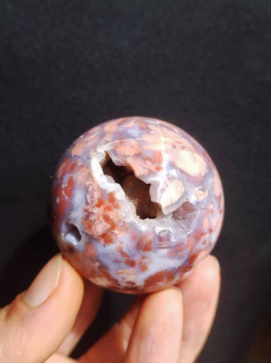 Druzy Geode Kirschblüten Achat - Edelstein Kugel Deko Kristall Sphere Meditation Heilstein Natur Geschenk Er Sie Mann Frau Selten Rarität - Art of Nature Berlin
