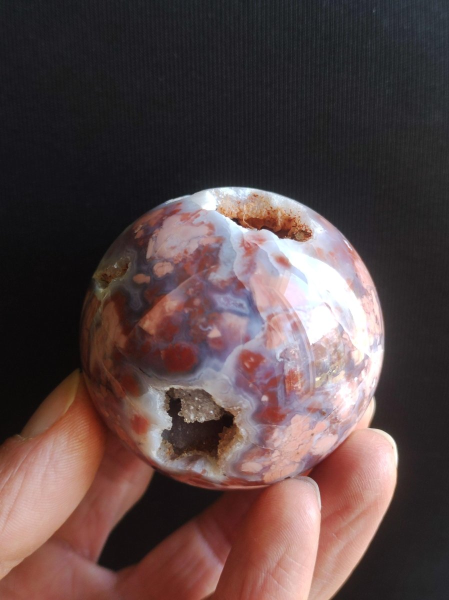 Druzy Geode Kirschblüten Achat - Edelstein Kugel Deko Kristall Sphere Meditation Heilstein Natur Geschenk Er Sie Mann Frau Selten Rarität - Art of Nature Berlin