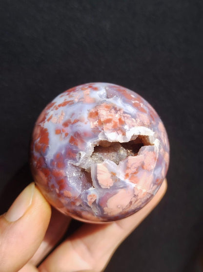 Druzy Geode Kirschblüten Achat - Edelstein Kugel Deko Kristall Sphere Meditation Heilstein Natur Geschenk Er Sie Mann Frau Selten Rarität - Art of Nature Berlin