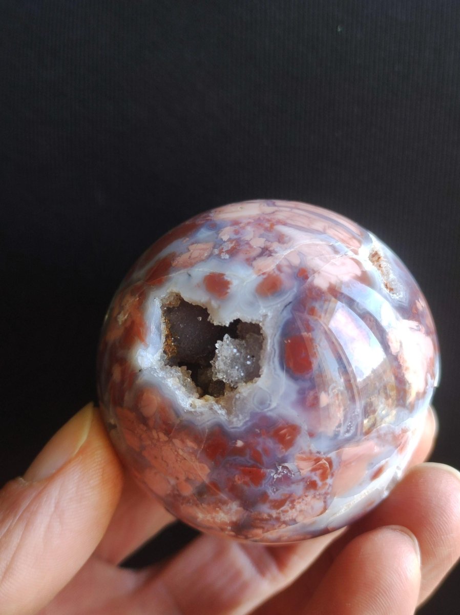 Druzy Geode Kirschblüten Achat - Edelstein Kugel Deko Kristall Sphere Meditation Heilstein Natur Geschenk Er Sie Mann Frau Selten Rarität - Art of Nature Berlin