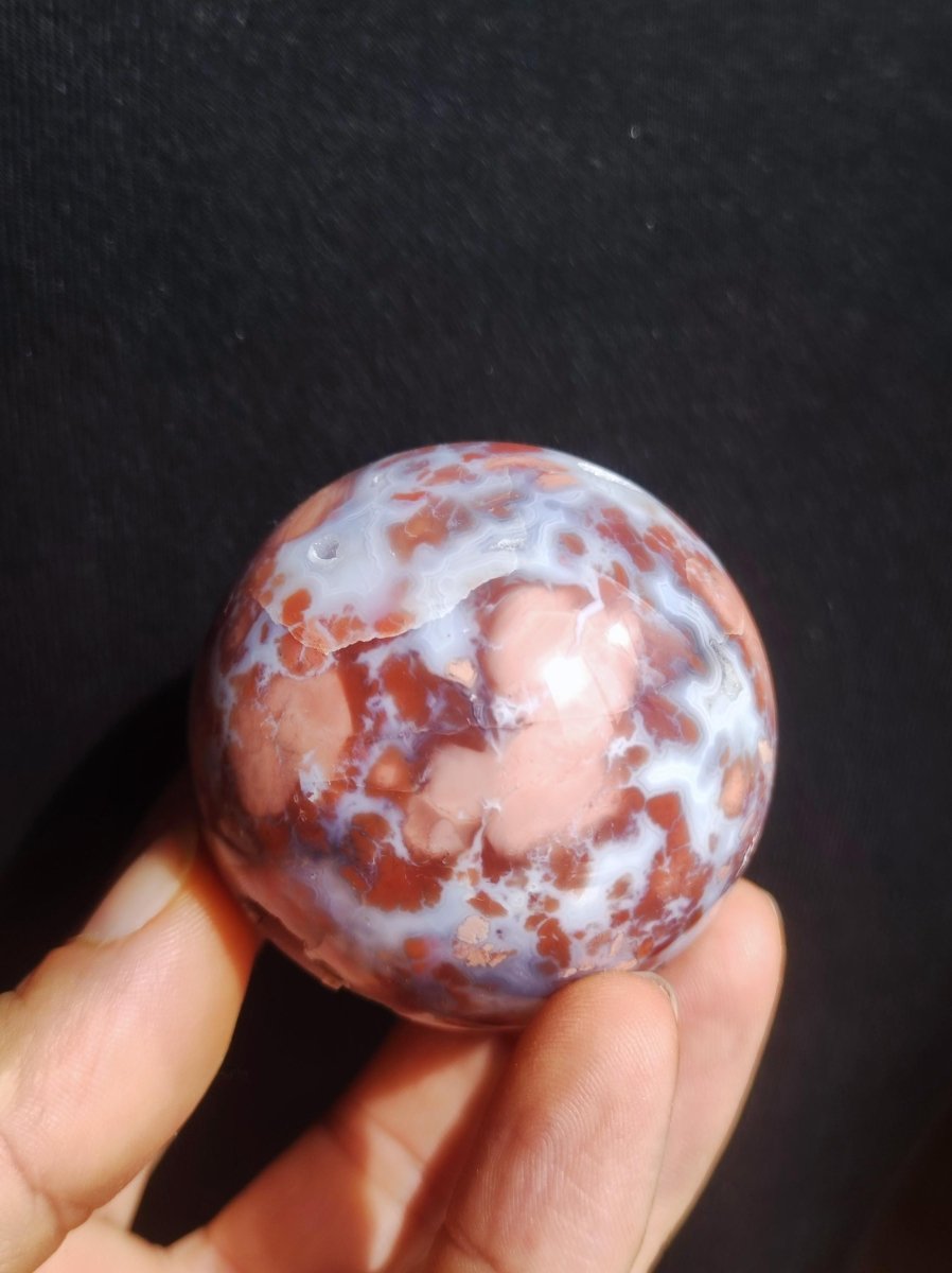 Druzy Geode Kirschblüten Achat - Edelstein Kugel Deko Kristall Sphere Meditation Heilstein Natur Geschenk Er Sie Mann Frau Selten Rarität - Art of Nature Berlin