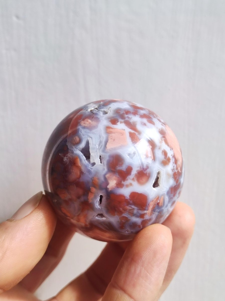 Druzy Geode Kirschblüten Achat - Edelstein Kugel Deko Kristall Sphere Meditation Heilstein Natur Geschenk Er Sie Mann Frau Selten Rarität - Art of Nature Berlin