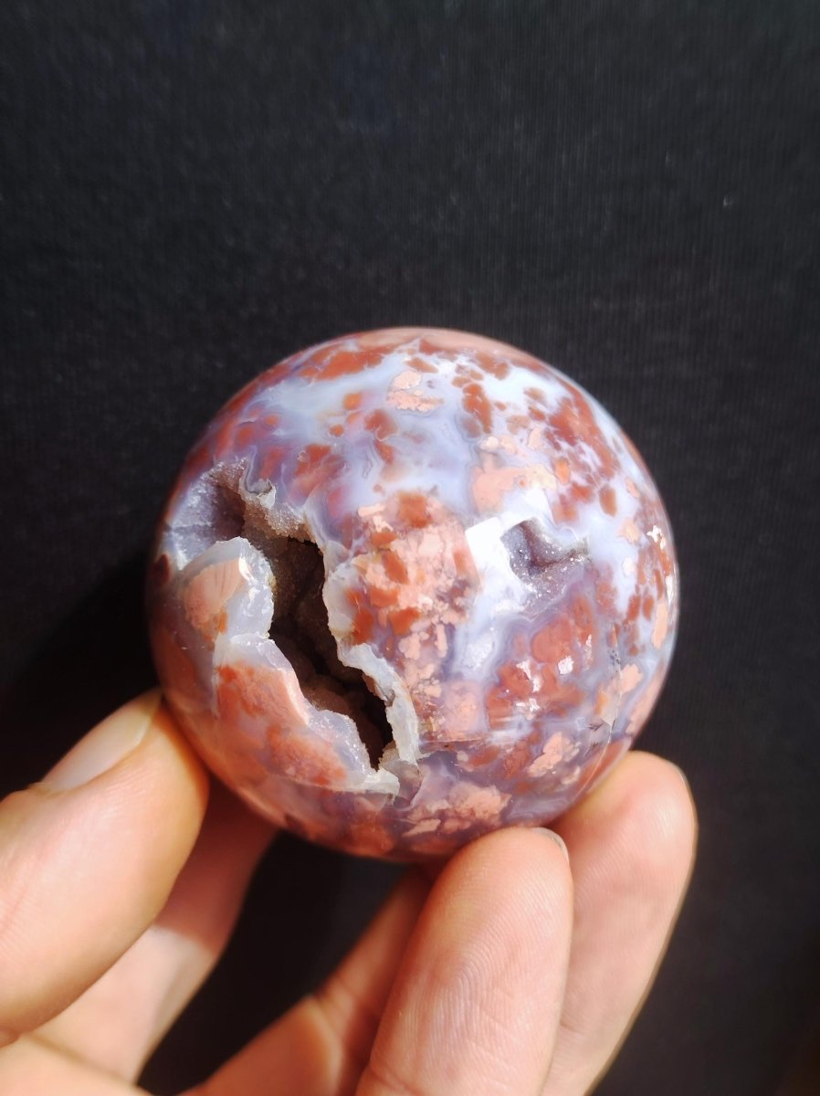 Druzy Geode Kirschblüten Achat - Edelstein Kugel Deko Kristall Sphere Meditation Heilstein Natur Geschenk Er Sie Mann Frau Selten Rarität - Art of Nature Berlin