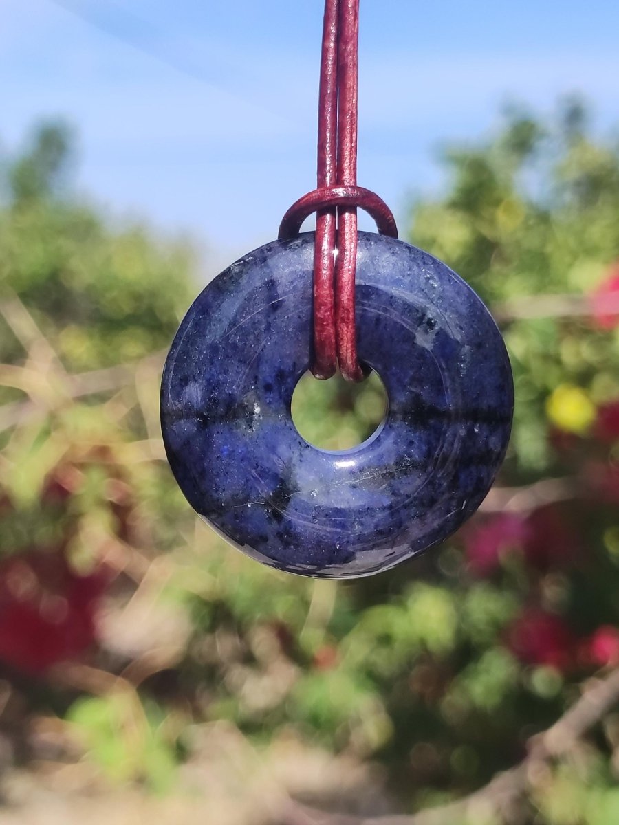 Dumortierit A 30mm - Edelstein Donut Kette blau Mann Frau Vater Mutter Freund Heilstein Glück Schmuck Hippie Natur Rarität Geschenk Unikat - Art of Nature Berlin
