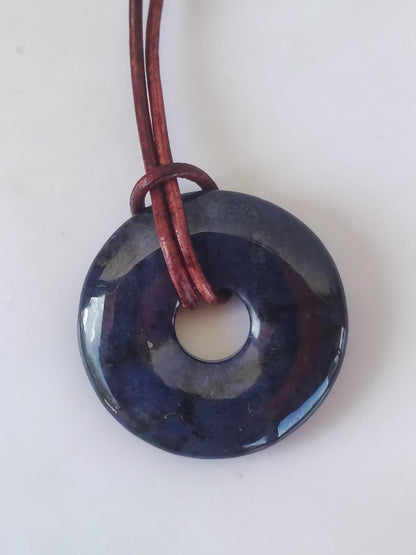 Dumortierit A 30mm - Edelstein Donut Kette blau Mann Frau Vater Mutter Freund Heilstein Glück Schmuck Hippie Natur Rarität Geschenk Unikat - Art of Nature Berlin