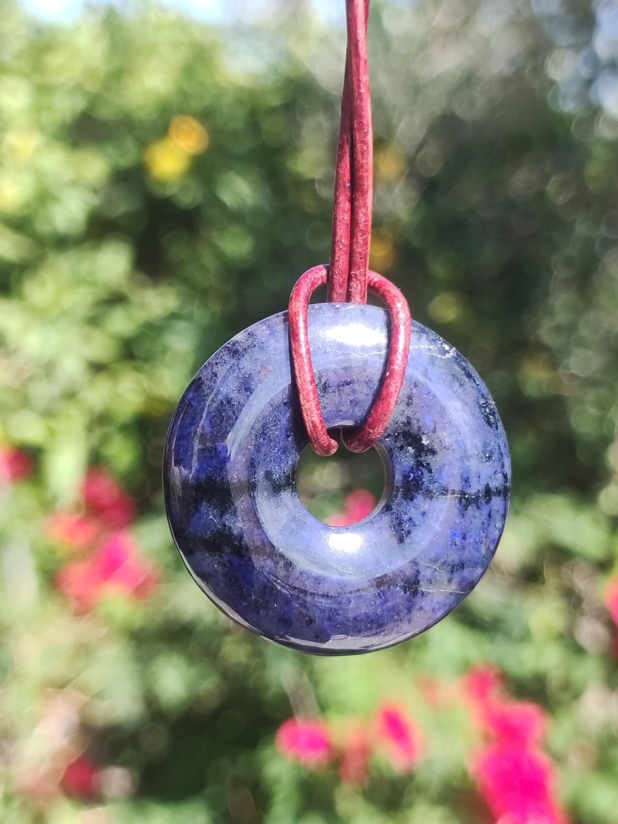 Dumortierit A 30mm - Edelstein Donut Kette blau Mann Frau Vater Mutter Freund Heilstein Glück Schmuck Hippie Natur Rarität Geschenk Unikat - Art of Nature Berlin