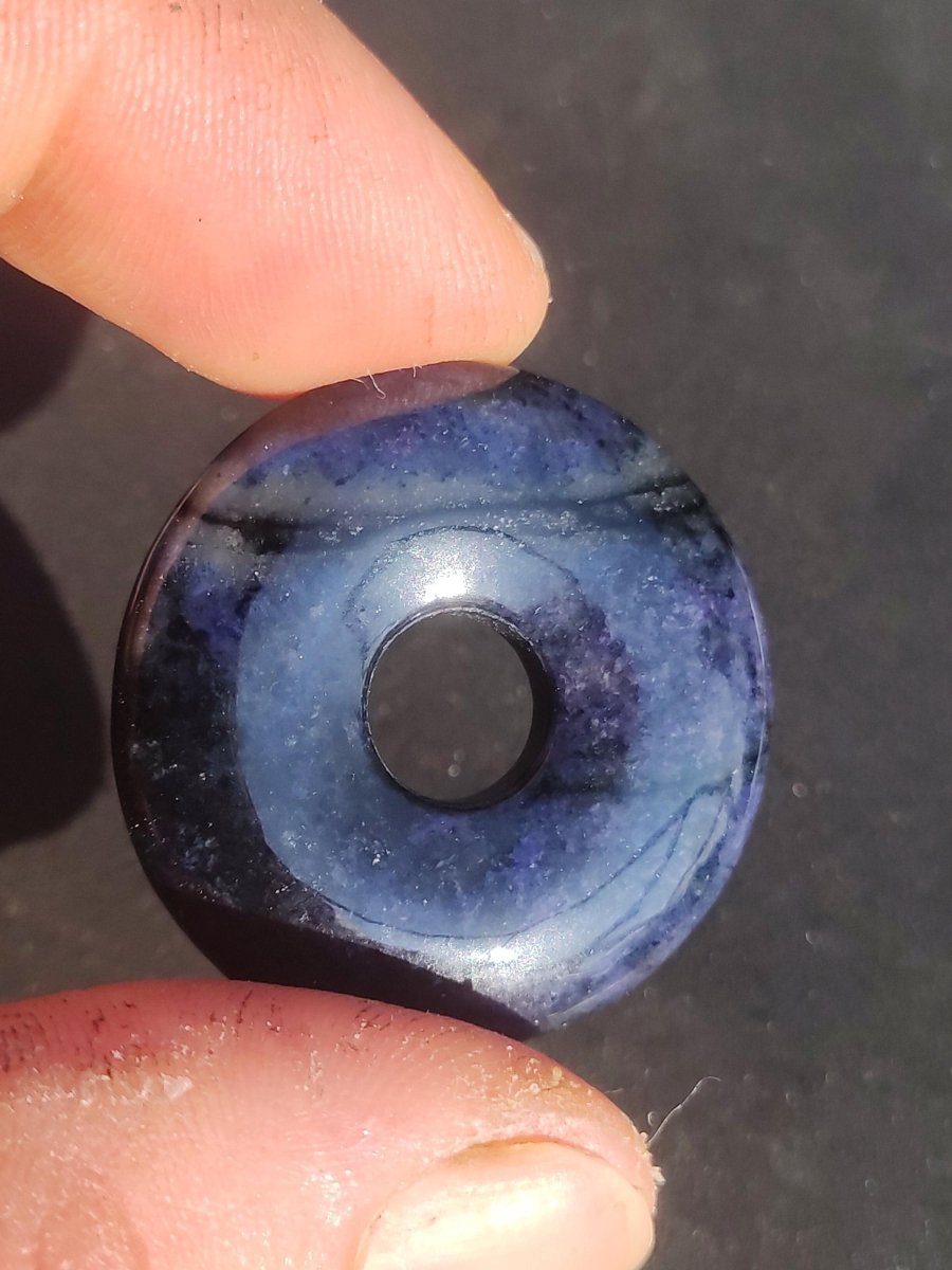 Dumortierit A 30mm - Edelstein Donut Kette blau Mann Frau Vater Mutter Freund Heilstein Glück Schmuck Hippie Natur Rarität Geschenk Unikat - Art of Nature Berlin