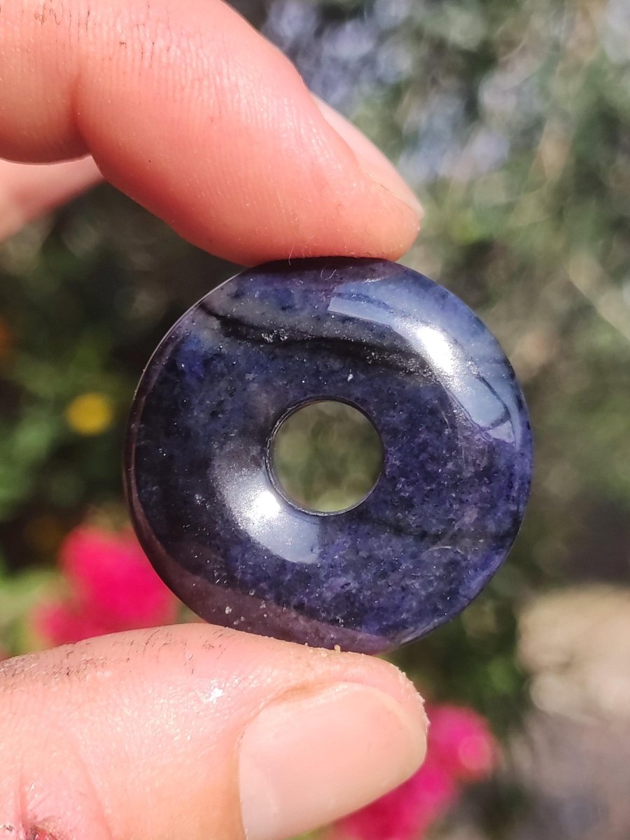 Dumortierit A 30mm - Edelstein Donut Kette blau Mann Frau Vater Mutter Freund Heilstein Glück Schmuck Hippie Natur Rarität Geschenk Unikat - Art of Nature Berlin