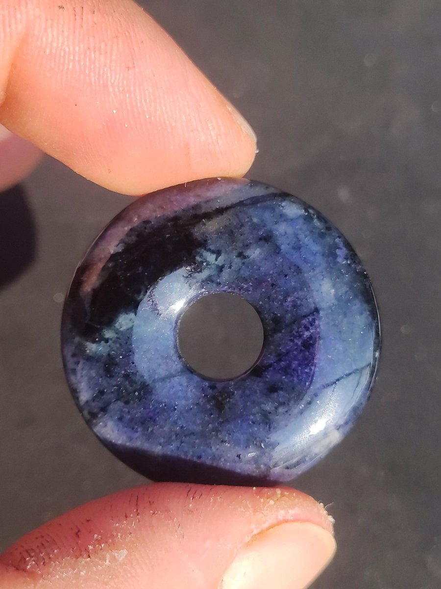 Dumortierit A 30mm - Edelstein Donut Kette blau Mann Frau Vater Mutter Freund Heilstein Glück Schmuck Hippie Natur Rarität Geschenk Unikat - Art of Nature Berlin