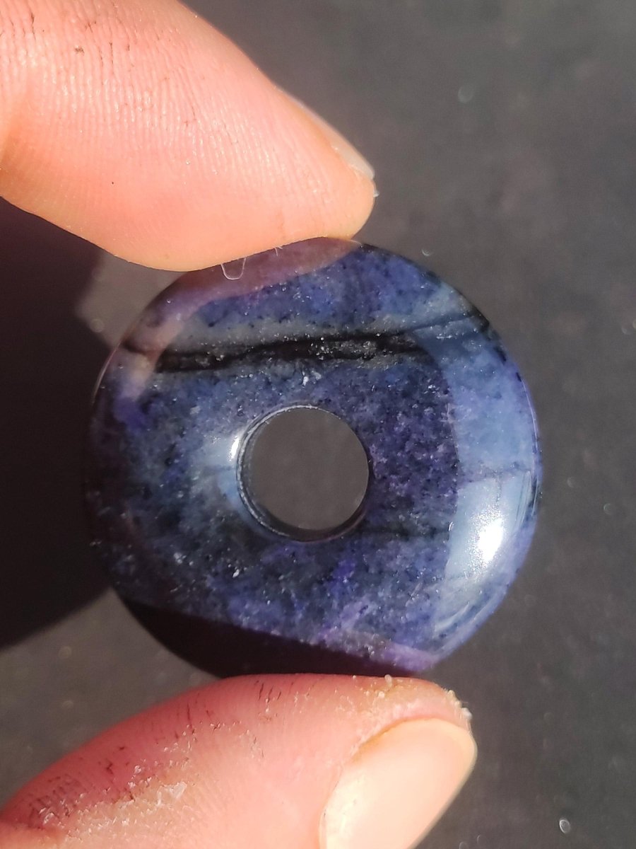 Dumortierit A 30mm - Edelstein Donut Kette blau Mann Frau Vater Mutter Freund Heilstein Glück Schmuck Hippie Natur Rarität Geschenk Unikat - Art of Nature Berlin