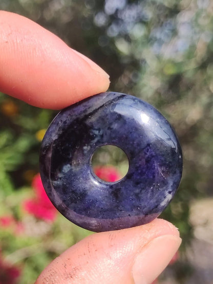 Dumortierit A 30mm - Edelstein Donut Kette blau Mann Frau Vater Mutter Freund Heilstein Glück Schmuck Hippie Natur Rarität Geschenk Unikat - Art of Nature Berlin