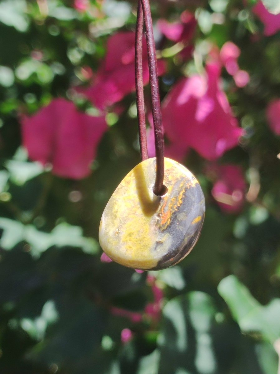 Eclipse Jaspis (Bumble Bee) - Edelstein Kette Heilstein gelb Glück Geschenk Mann Frau Er Sie GOA Boho Tibet Ethno Natur Rarität Unikat - Art of Nature Berlin