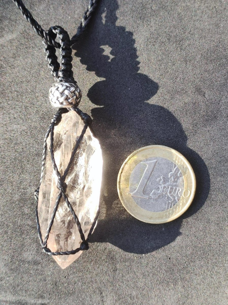 Elestialquarz / Clear Quarz - Makramee Edelstein Kette Natur klar Rarität Heilstein Kristall Mann Frau Er Sie Geschenk Freund Bergkristall - Art of Nature Berlin