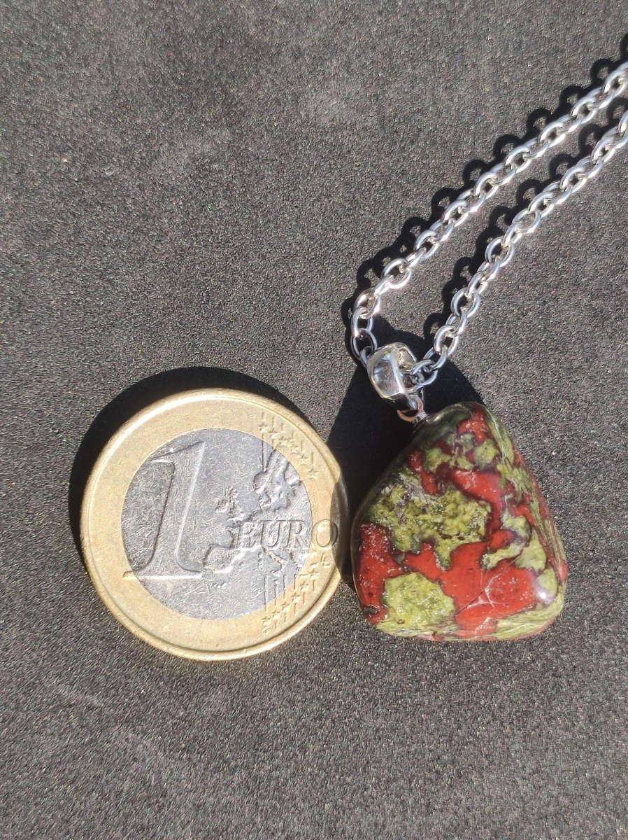 Epidot / Drachenblutjaspis grün rot 925 Silber Edelstein Kette Heilstein Natur Rarität Mann Frau Geschenk Er Sie Freundin Energie Ruhe Glück - Art of Nature Berlin