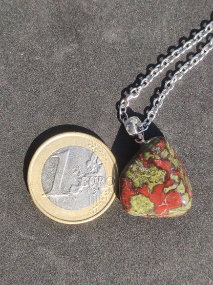 Epidot / Drachenblutjaspis grün rot 925 Silber Edelstein Kette Heilstein Natur Rarität Mann Frau Geschenk Er Sie Freundin Energie Ruhe Glück - Art of Nature Berlin