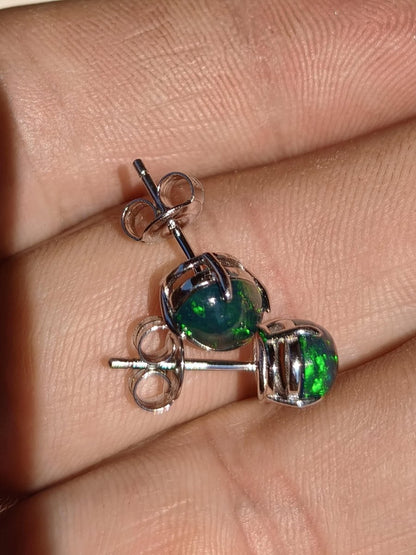 Ethiopian Black Opal AAA - 925 Sterling Silber bunt Ohrstecker Ohrringe Edelstein Heilstein Energie Frau Geschenk Schmuck Edel Rarität - Art of Nature Berlin