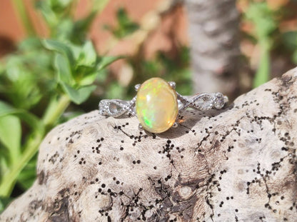 Ethiopian Opal AAA - 925 Silber Ring verstellbar - Edelstein Heilstein Energie Kraft Vintage Frauen Ring Hochwertig Geschenk Sie Frau Mutter - Art of Nature Berlin