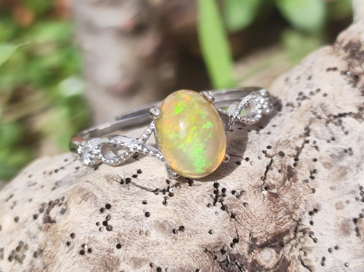 Ethiopian Opal AAA - 925 Silber Ring verstellbar - Edelstein Heilstein Energie Kraft Vintage Frauen Ring Hochwertig Geschenk Sie Frau Mutter - Art of Nature Berlin