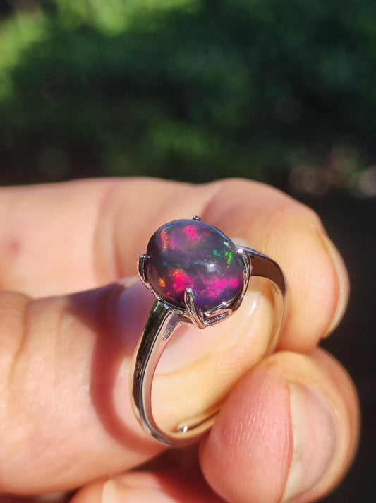 Ethiopian Opal AAA - 925 Silber Ring verstellbar - Edelstein Heilstein Energie Kraft Vintage Frauen Ring Hochwertig Geschenk Sie Frau Mutter - Art of Nature Berlin