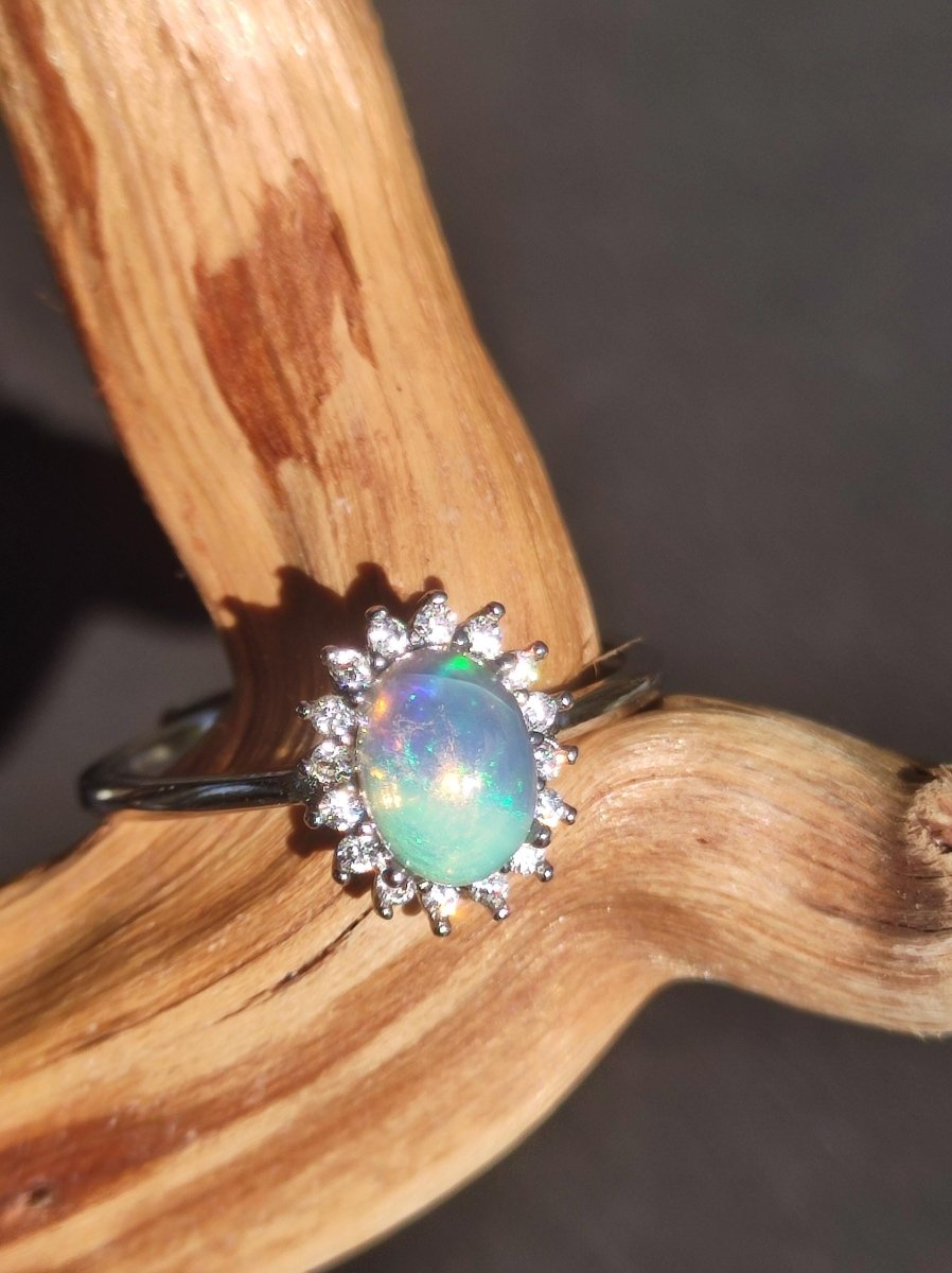 Ethiopian Opal AAA - 925 Silber Ring verstellbar - Edelstein Heilstein Energie Kraft Vintage Frauen Ring Hochwertig Geschenk Sie Frau Mutter - Art of Nature Berlin