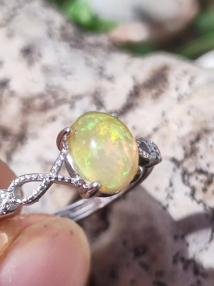 Ethiopian Opal AAA - 925 Silber Ring verstellbar - Edelstein Heilstein Energie Kraft Vintage Frauen Ring Hochwertig Geschenk Sie Frau Mutter - Art of Nature Berlin