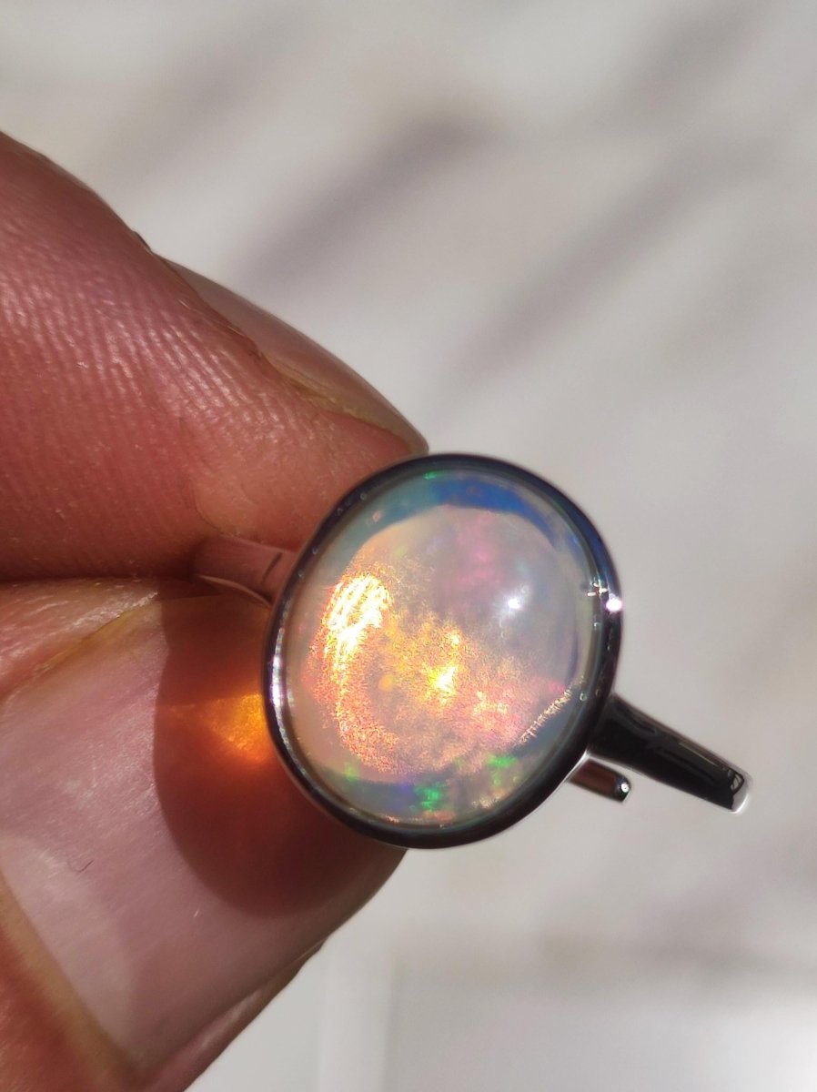 Ethiopian Opal AAA - 925 Silber Ring verstellbar - Edelstein Heilstein Energie Kraft Vintage Frauen Ring Hochwertig Geschenk Sie Frau Mutter - Art of Nature Berlin