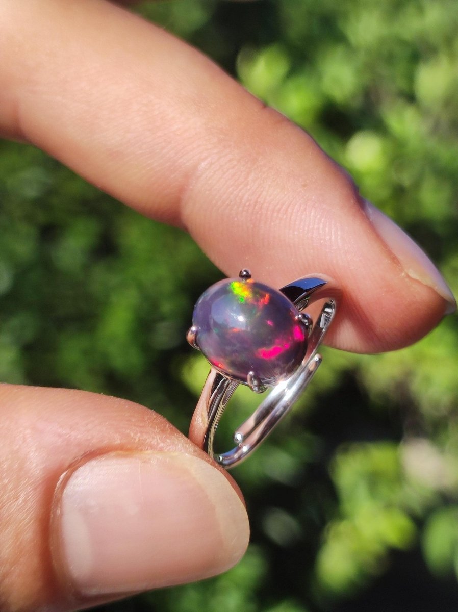 Ethiopian Opal AAA - 925 Silber Ring verstellbar - Edelstein Heilstein Energie Kraft Vintage Frauen Ring Hochwertig Geschenk Sie Frau Mutter - Art of Nature Berlin