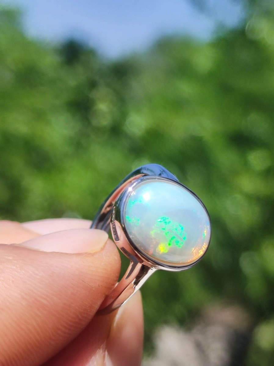 Ethiopian Opal AAA - 925 Silber Ring verstellbar - Edelstein Heilstein Energie Kraft Vintage Frauen Ring Hochwertig Geschenk Sie Frau Mutter - Art of Nature Berlin