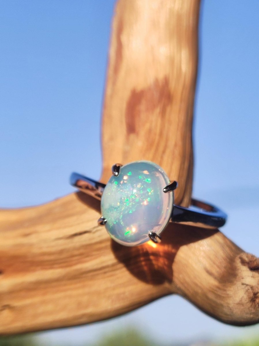 Ethiopian Opal AAA - 925 Silber Ring verstellbar - Edelstein Heilstein Energie Kraft Vintage Frauen Ring Hochwertig Geschenk Sie Frau Mutter - Art of Nature Berlin
