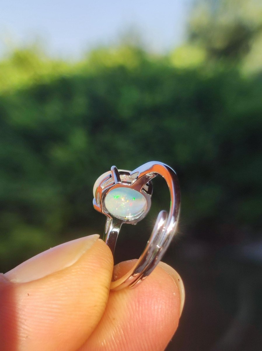 Ethiopian Opal AAA - 925 Silber Ring verstellbar - Edelstein Heilstein Energie Kraft Vintage Frauen Ring Hochwertig Geschenk Sie Frau Mutter - Art of Nature Berlin