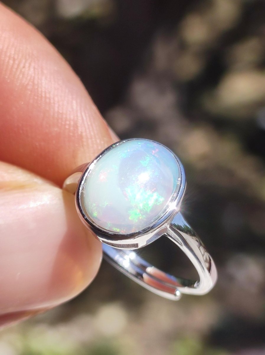 Ethiopian Opal AAA - 925 Silber Ring verstellbar - Edelstein Heilstein Energie Kraft Vintage Frauen Ring Hochwertig Geschenk Sie Frau Mutter - Art of Nature Berlin