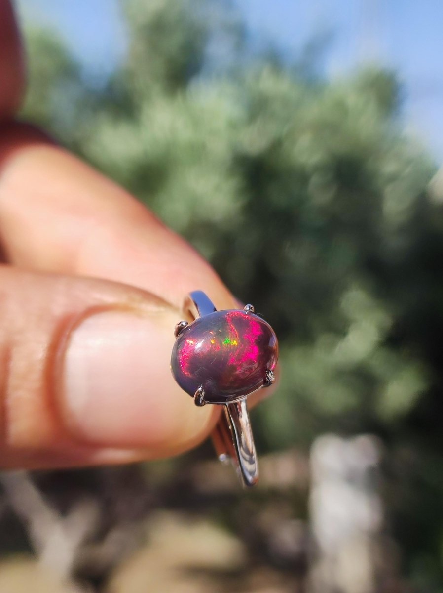 Ethiopian Opal AAA - 925 Silber Ring verstellbar - Edelstein Heilstein Energie Kraft Vintage Frauen Ring Hochwertig Geschenk Sie Frau Mutter - Art of Nature Berlin