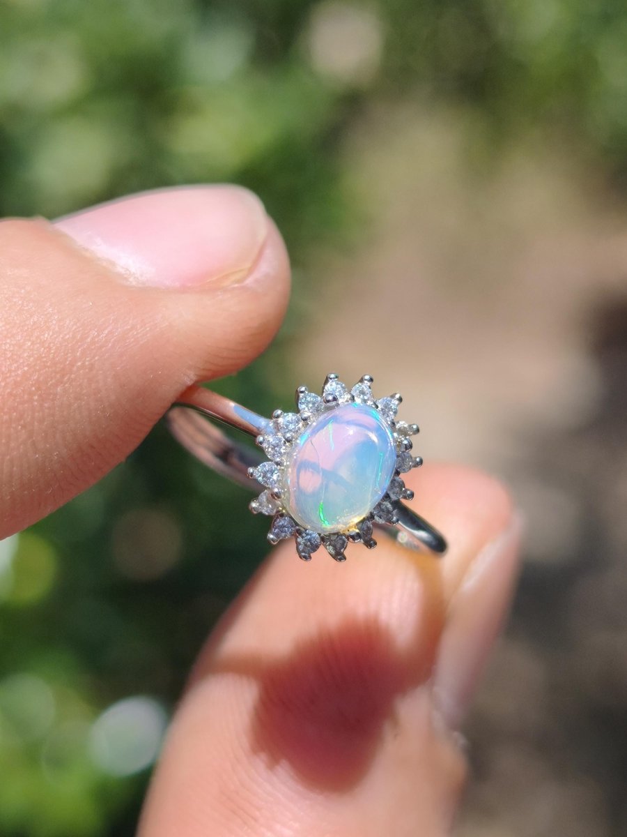 Ethiopian Opal AAA - 925 Silber Ring verstellbar - Edelstein Heilstein Energie Kraft Vintage Frauen Ring Hochwertig Geschenk Sie Frau Mutter - Art of Nature Berlin