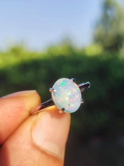 Ethiopian Opal AAA - 925 Silber Ring verstellbar - Edelstein Heilstein Energie Kraft Vintage Frauen Ring Hochwertig Geschenk Sie Frau Mutter - Art of Nature Berlin