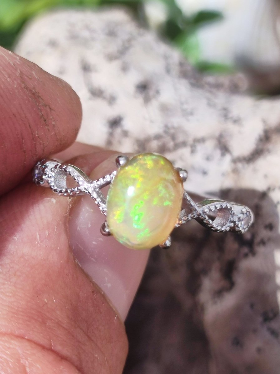 Ethiopian Opal AAA - 925 Silber Ring verstellbar - Edelstein Heilstein Energie Kraft Vintage Frauen Ring Hochwertig Geschenk Sie Frau Mutter - Art of Nature Berlin