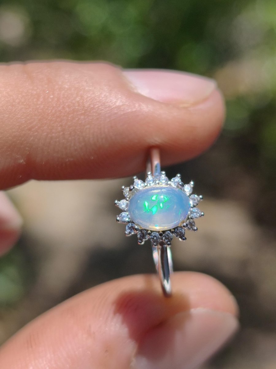 Ethiopian Opal AAA - 925 Silber Ring verstellbar - Edelstein Heilstein Energie Kraft Vintage Frauen Ring Hochwertig Geschenk Sie Frau Mutter - Art of Nature Berlin