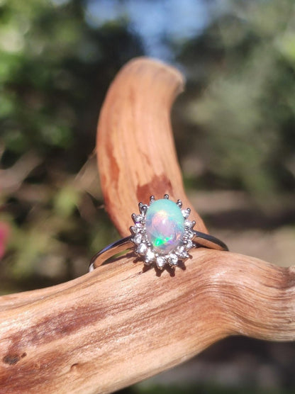 Ethiopian Opal AAA - 925 Silber Ring verstellbar - Edelstein Heilstein Energie Kraft Vintage Frauen Ring Hochwertig Geschenk Sie Frau Mutter - Art of Nature Berlin