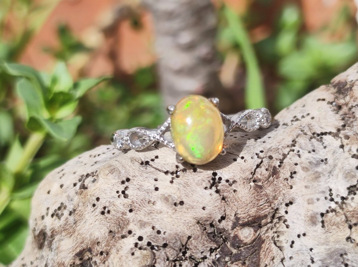 Ethiopian Opal AAA - 925 Silber Ring verstellbar - Edelstein Heilstein Energie Kraft Vintage Frauen Ring Hochwertig Geschenk Sie Frau Mutter - Art of Nature Berlin