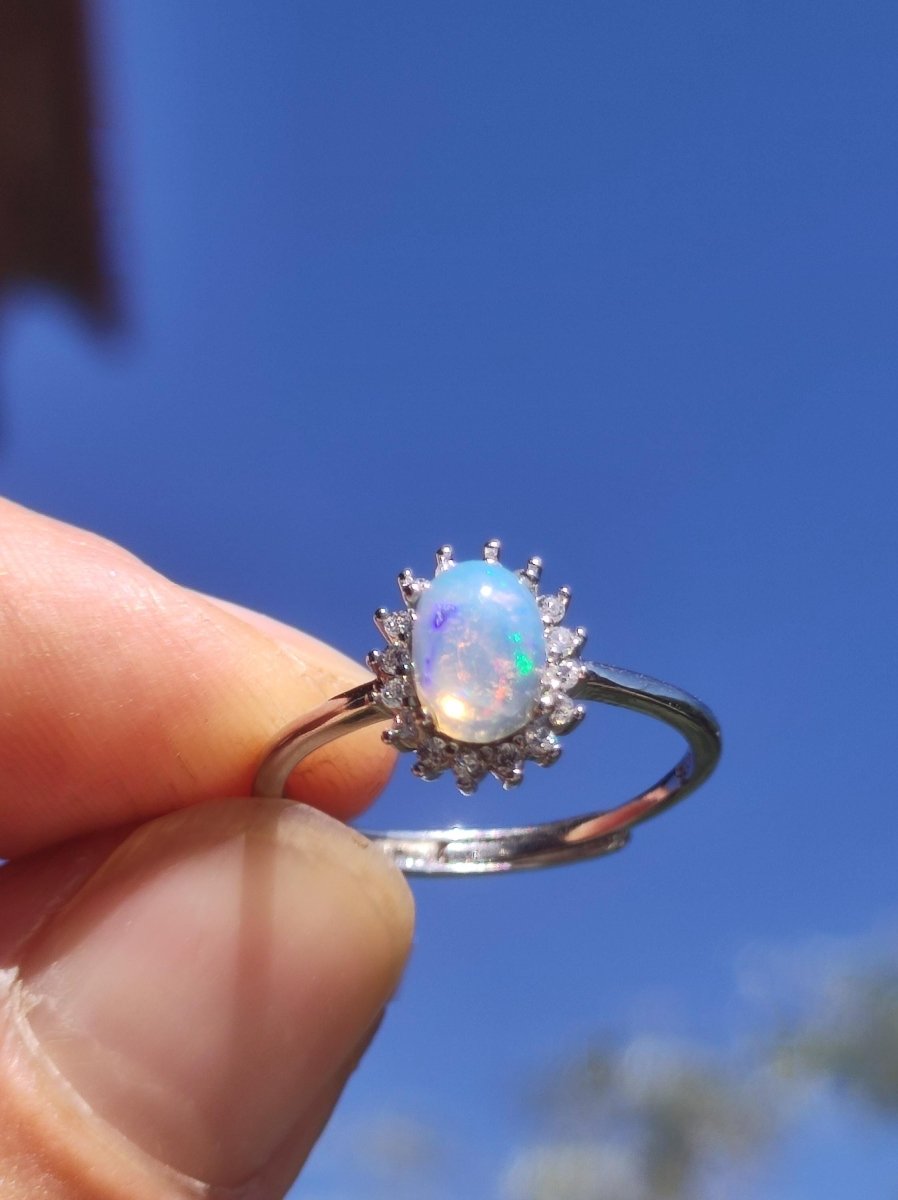 Ethiopian Opal AAA - 925 Silber Ring verstellbar - Edelstein Heilstein Energie Kraft Vintage Frauen Ring Hochwertig Geschenk Sie Frau Mutter - Art of Nature Berlin